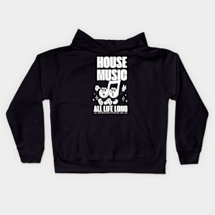 HOUSE MUSIC  - Happy notes (whites) Kids Hoodie